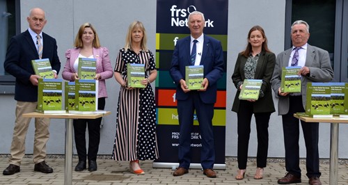 Chairman of FRS Network, Francis Fitzgerald, Production Team Member, Sharon Mulrooney, Production Team Member,Valerie Bourke, Group CEO of FRS Network, Peter Byrne, Production Team Member, Jane Marks, Vice Chairman of FRS Network, Tim Maher at FRS Book Launch.